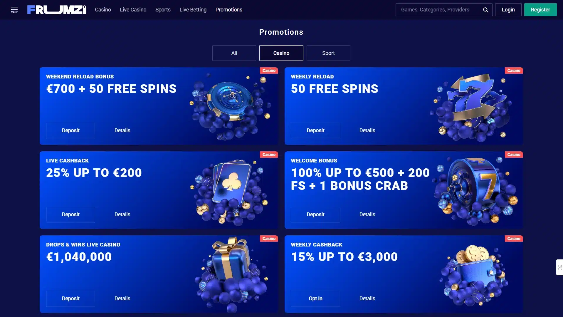 Frumzi Casino Welcome Bonus