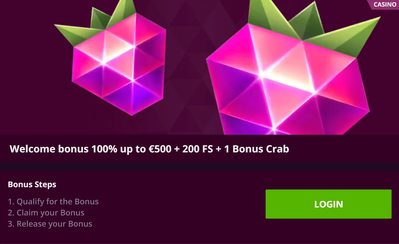 Malina Casino 100 Percent Welcome Bonus