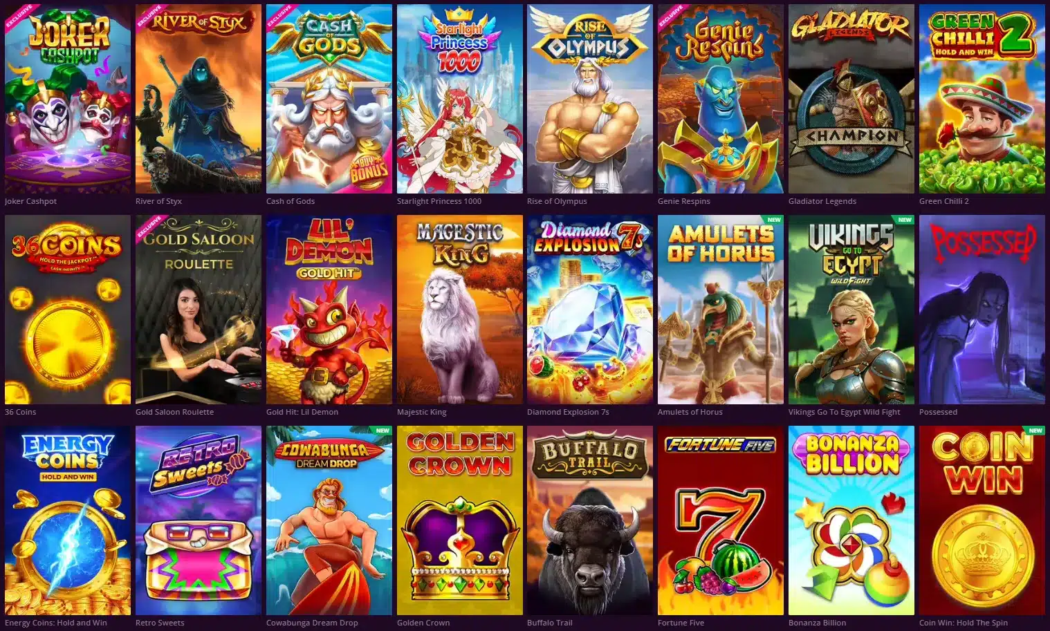 Game Selection at Malina Casino