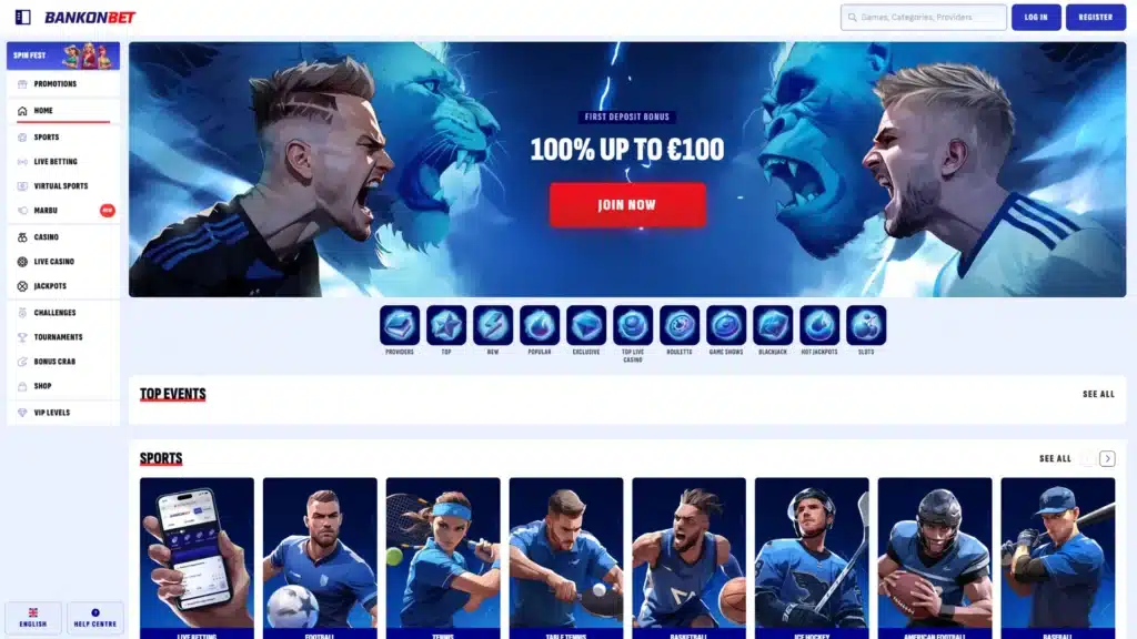 Bankonbet Casino Bonus Crab Homepage