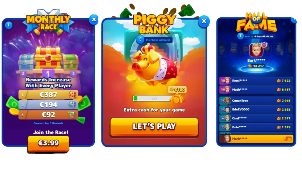 monthly race piggy bank and hall of fame wallpaper